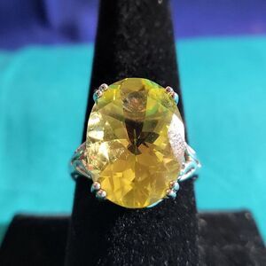 Ouro Verde Quartz Solitaire Platinum Over Sterling Silver Ring